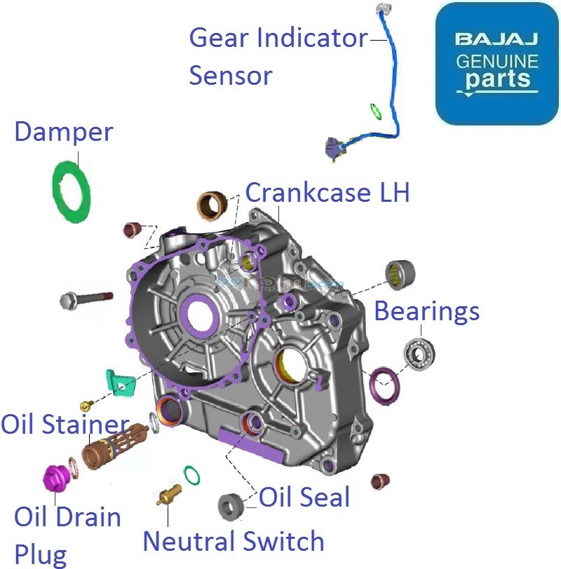 Platina 110 Disc (2021): Left Side Engine Crankcase
